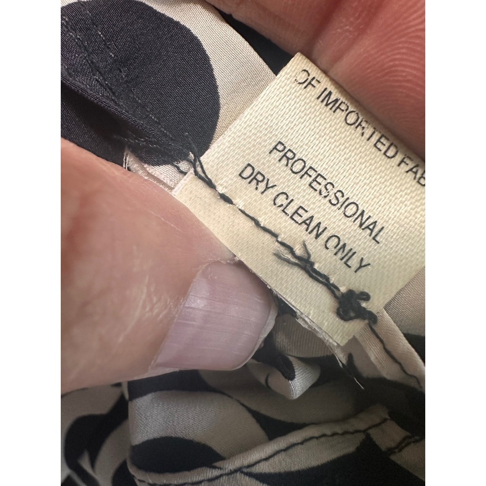 Charles Chang-Lim‎ Black White 100% Silk Geometric Circle Pleated Skirt Size 6 - Picture 8 of 8